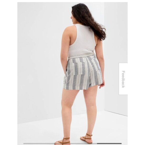 GAP 4" Pull On Striped Linen Blend Shorts With Pockets Drawstring Large - Picture 15 of 15